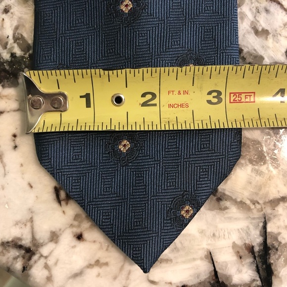 Christian Dior Monsieur Tie - Slate Blue with Repeating Decorative Motif - Picture 4 of 8